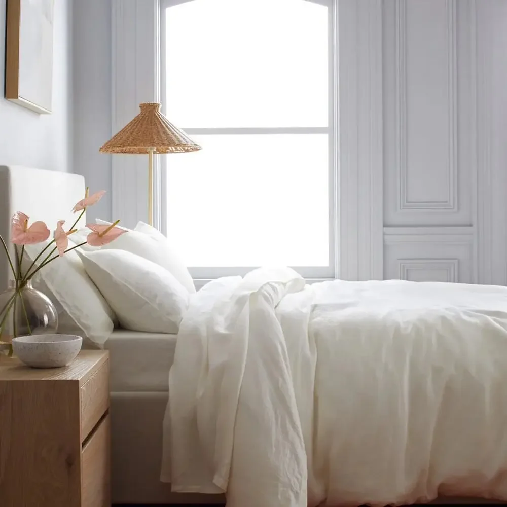 Quince European Linen Duvet Cover Set Ivory Size King/CalKing